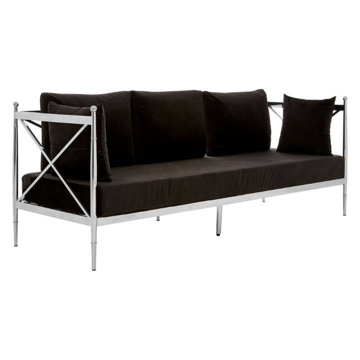 Novo 3 Seat Sofa with Silver Lattice Sides – Modern Glamour & Comfortable Design