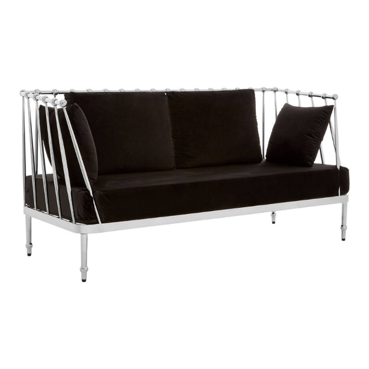 Novo 2 Seat Silver Finish Tapered Arms Sofa – Modern Elegance & Cozy Comfort