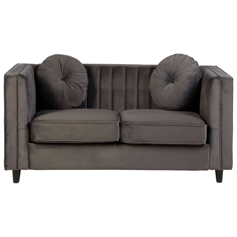 Farah 2 Seat Grey Velvet Sofa – Contemporary Elegance & Plush Comfort