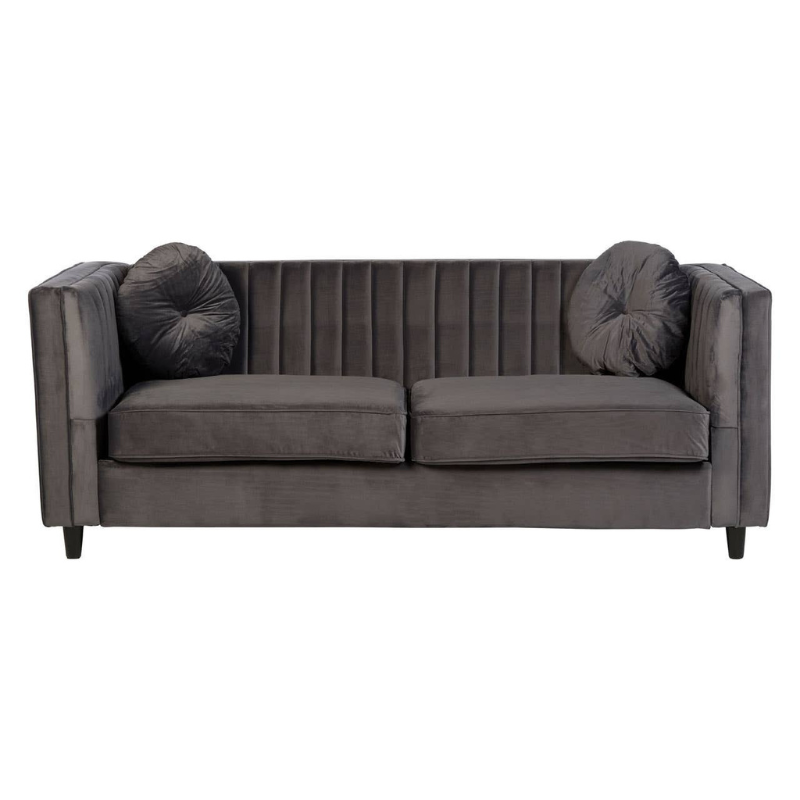 Farah 3 Seat Grey Velvet Sofa – Modern Sophistication & Plush Comfort