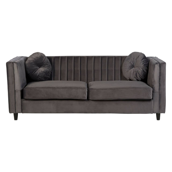 Farah 3 Seat Grey Velvet Sofa – Modern Sophistication & Plush Comfort