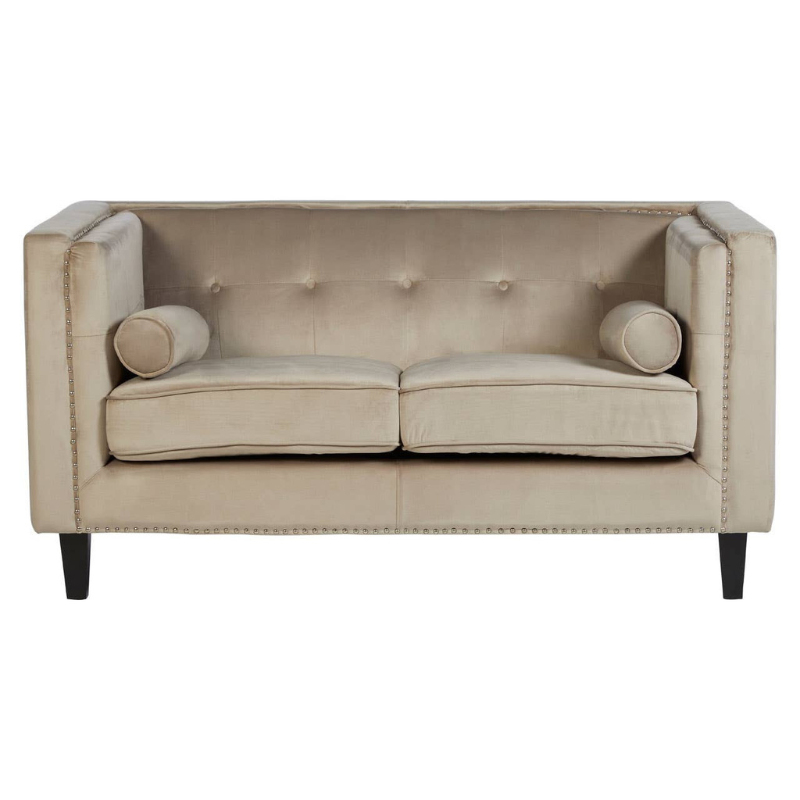 Felisa 2 Seat Mink Velvet Sofa – Elegant Design & Luxurious Comfort