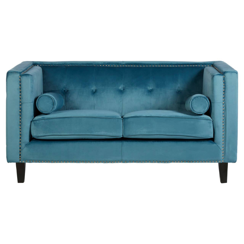 Felisa 2 Seat Teal Blue Velvet Sofa – Chic Style & Plush Comfort