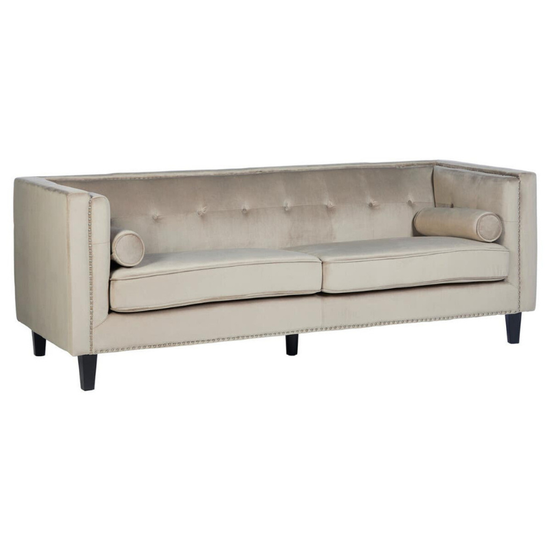 Felisa 3 Seat Mink Velvet Sofa – Modern Elegance & Luxurious Comfort