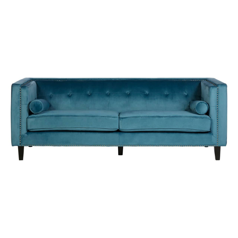 Felisa 3 Seat Teal Blue Velvet Sofa – Vibrant Style & Luxurious Comfort
