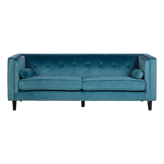 Felisa 3 Seat Teal Blue Velvet Sofa – Vibrant Style & Luxurious Comfort