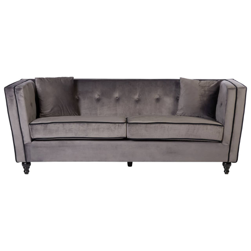 Ferris 3 Seat Grey Velvet Sofa – Modern Luxury & Plush Comfort
