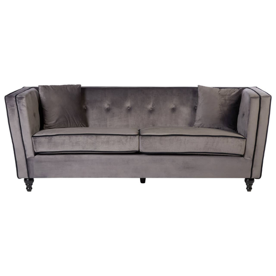 Ferris 3 Seat Grey Velvet Sofa – Modern Luxury & Plush Comfort