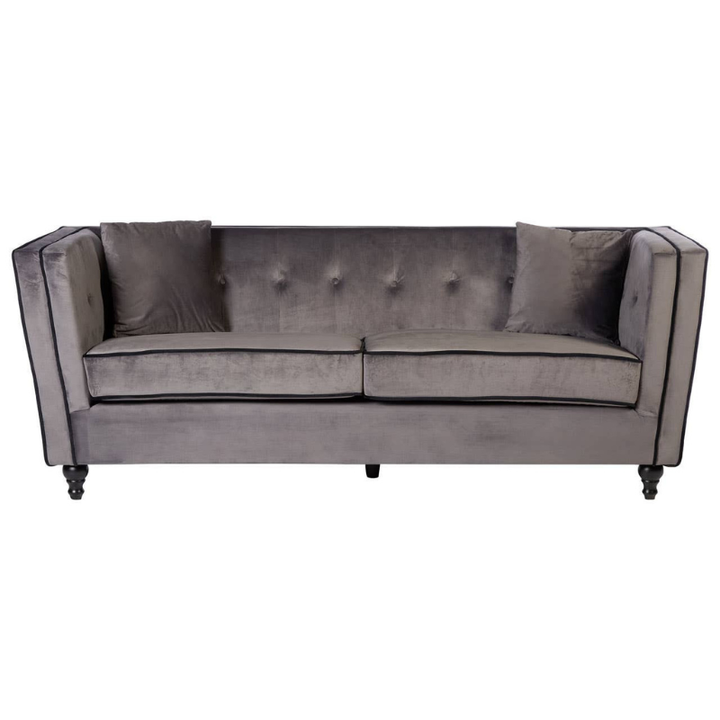 Ferris 3 Seat Grey Velvet Sofa – Modern Luxury & Plush Comfort