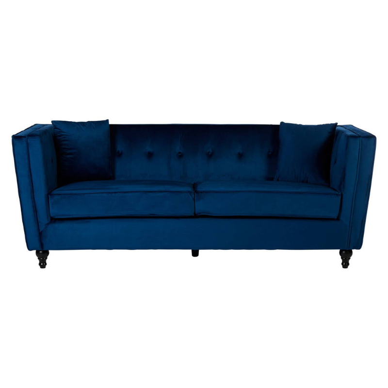 Ferris 3 Seat Navy Blue Velvet Sofa – Sophisticated Style & Luxurious Comfort