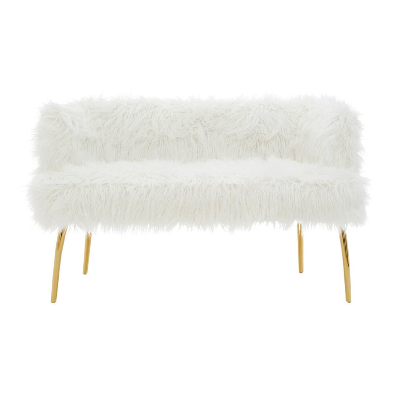 Clarence Fur Effect Sofa with Gold Legs – Glamorous Style & Cozy Comfort