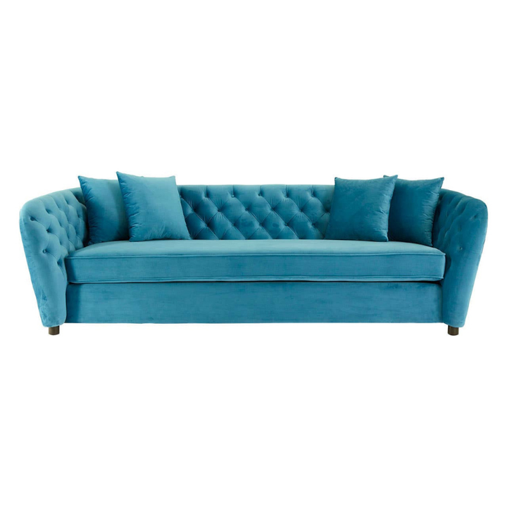 Riva 3 Seat Cyan Velvet Sofa – Bold Elegance & Luxurious Comfort