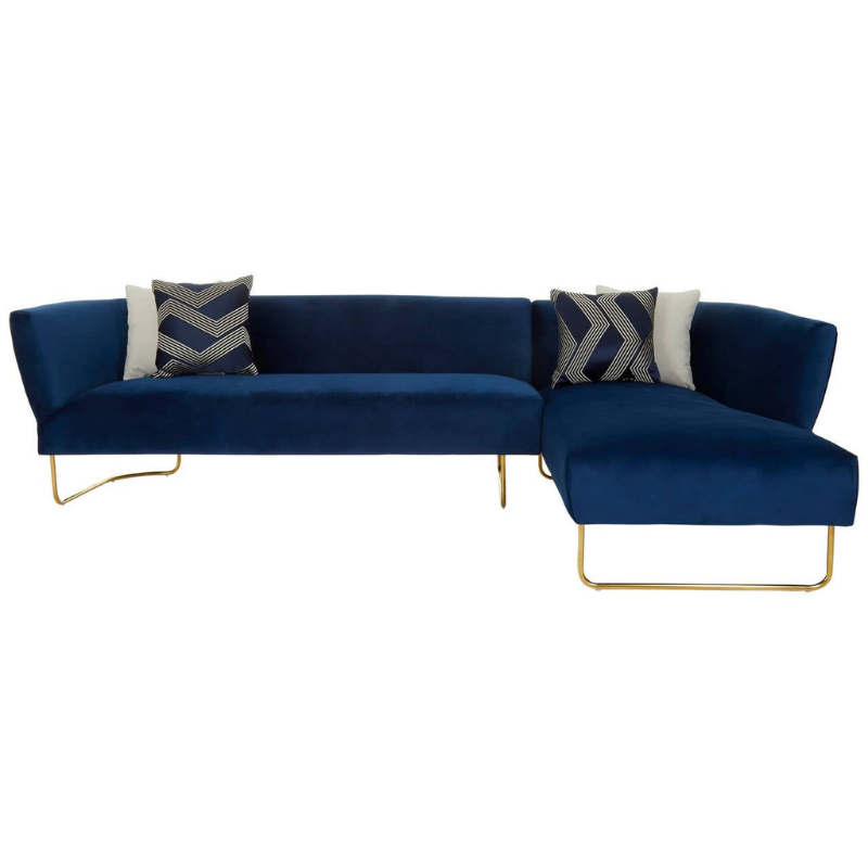 Renee 5 Seat Dark Blue Velvet Corner Sofa – Spacious Luxury & Modern Comfort