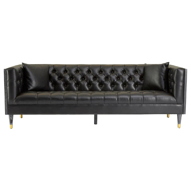 Raven 3 Seat Black Faux Leather Sofa – Sleek Style & Comfortable Seating