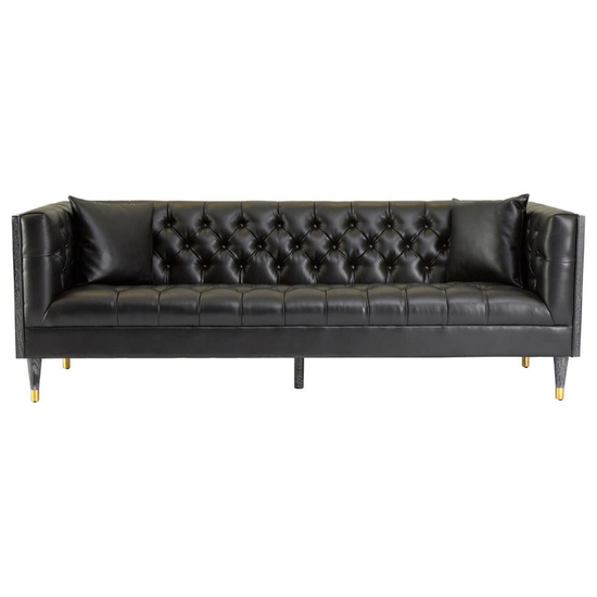 Raven 3 Seat Black Faux Leather Sofa – Sleek Style & Comfortable Seating
