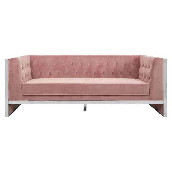 Vogue 3 Seat Pink Velvet Sofa – Chic Glamour & Luxurious Comfort