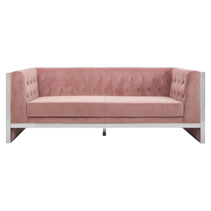 Vogue 3 Seat Pink Velvet Sofa – Chic Glamour & Luxurious Comfort