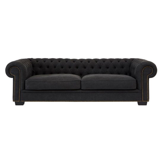 Lincoln 3 Seat Charcoal Fabric Sofa – Modern Comfort in Deep Charcoal