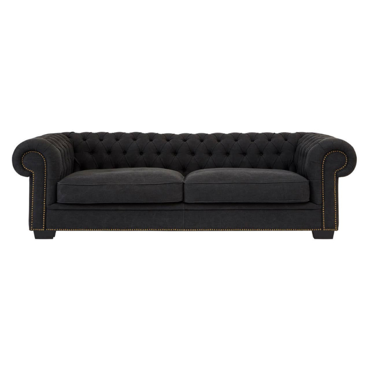 Lincoln 3 Seat Charcoal Fabric Sofa – Modern Comfort in Deep Charcoal