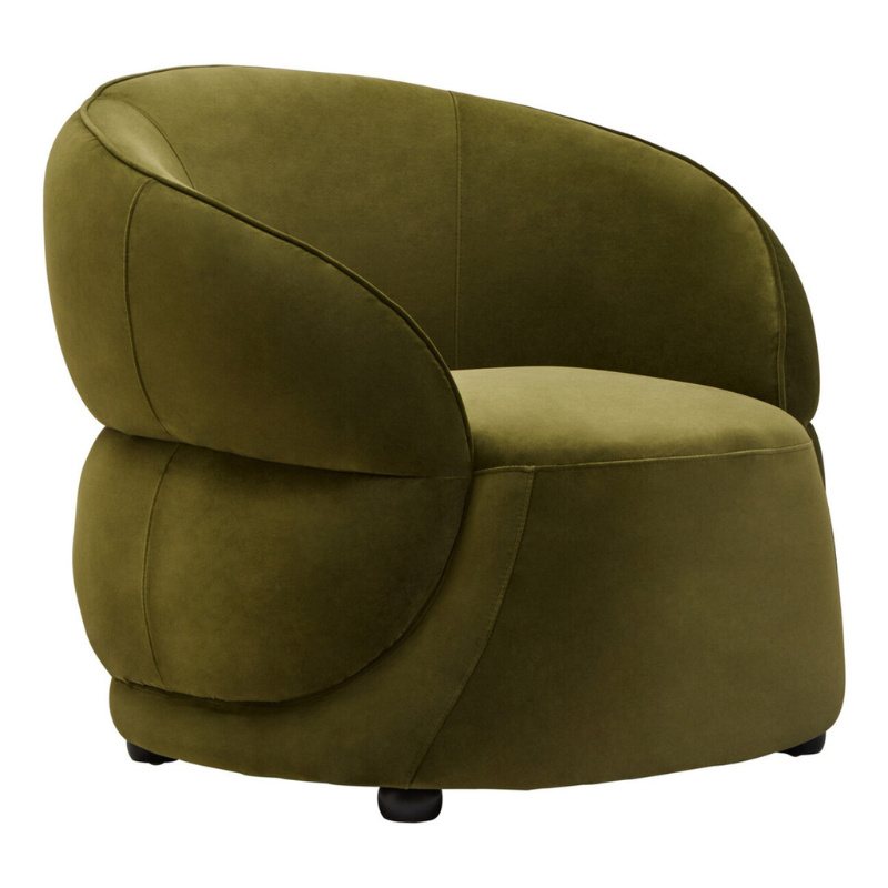 Darla Forest Green Curved Velvet Chair – Luxurious Comfort with Elegant Design