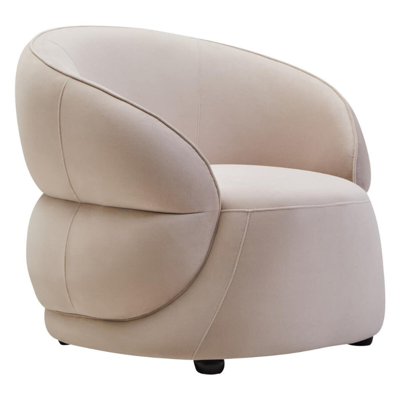 Darla Stone Velvet Curved Chair – Soft Luxury with Modern Elegance