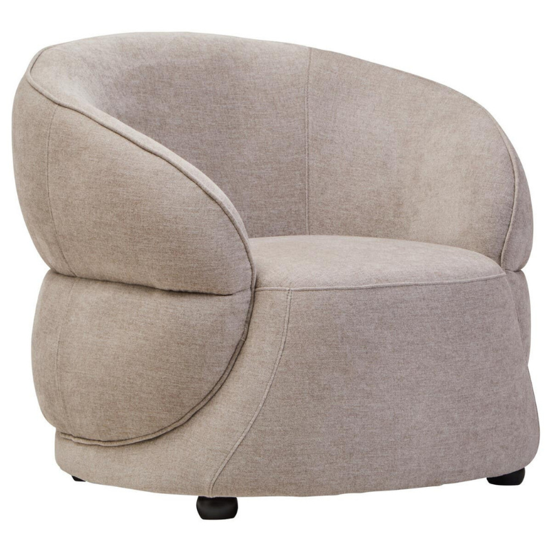 Daphne Taupe Chenille Curved Chair – Soft Texture with Contemporary Comfort