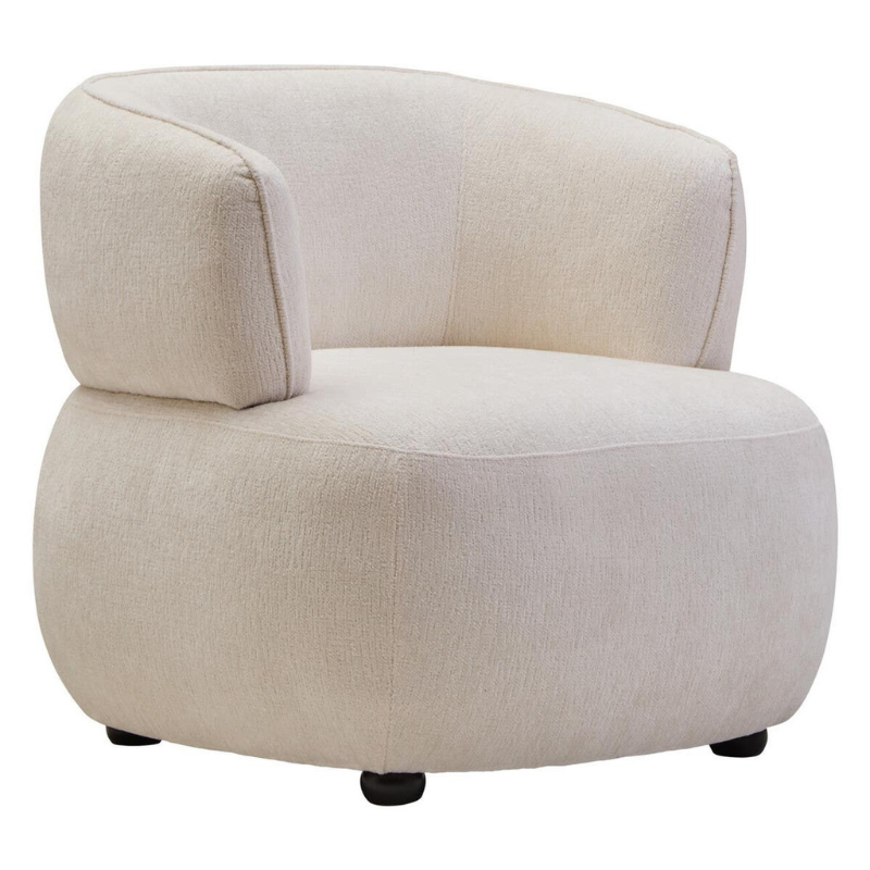 Dasha Ivory Chenille Curved Chair – Soft Elegance with Contemporary Comfort