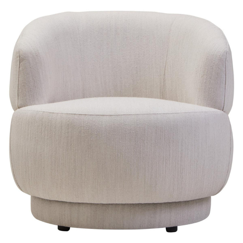 Dale Ivory Linen Curved Chair – Natural Elegance with Soft, Modern Comfort