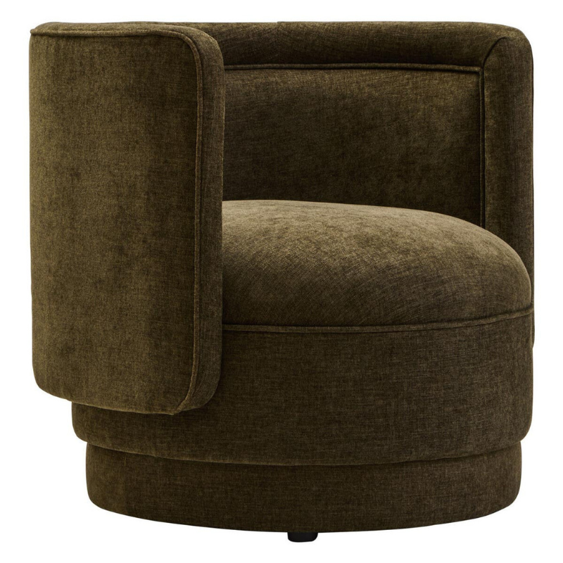 Drake Forest Green Chenille Curved Chair – Rich Texture with Modern Curved Comfort