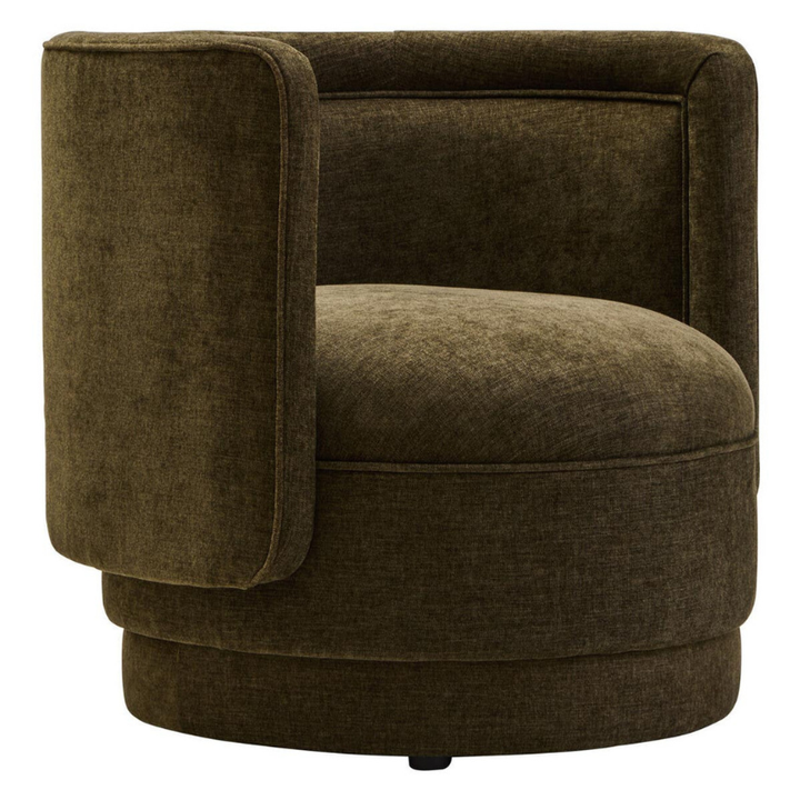 Drake Forest Green Chenille Curved Chair – Rich Texture with Modern Curved Comfort