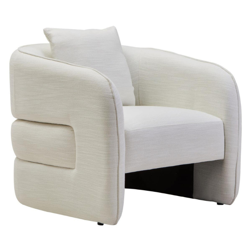 Bilani Cream Linen Effect Curved Chair – Natural Elegance with Modern Curved Comfort