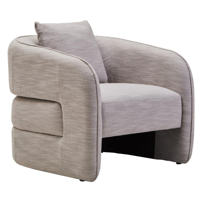 Bilani Grey Linen Effect Curved Chair – Contemporary Style with Natural Textured Comfort