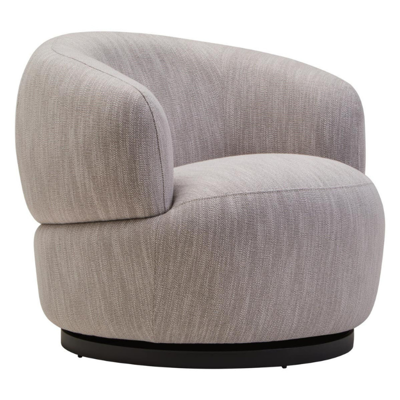 Bordo Textured Grey Curved Swivel Chair – Modern Comfort with 360° Functionality