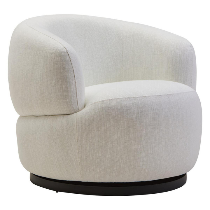 Bordo Textured Cream Curved Swivel Chair – Elegant Comfort with 360° Functionality
