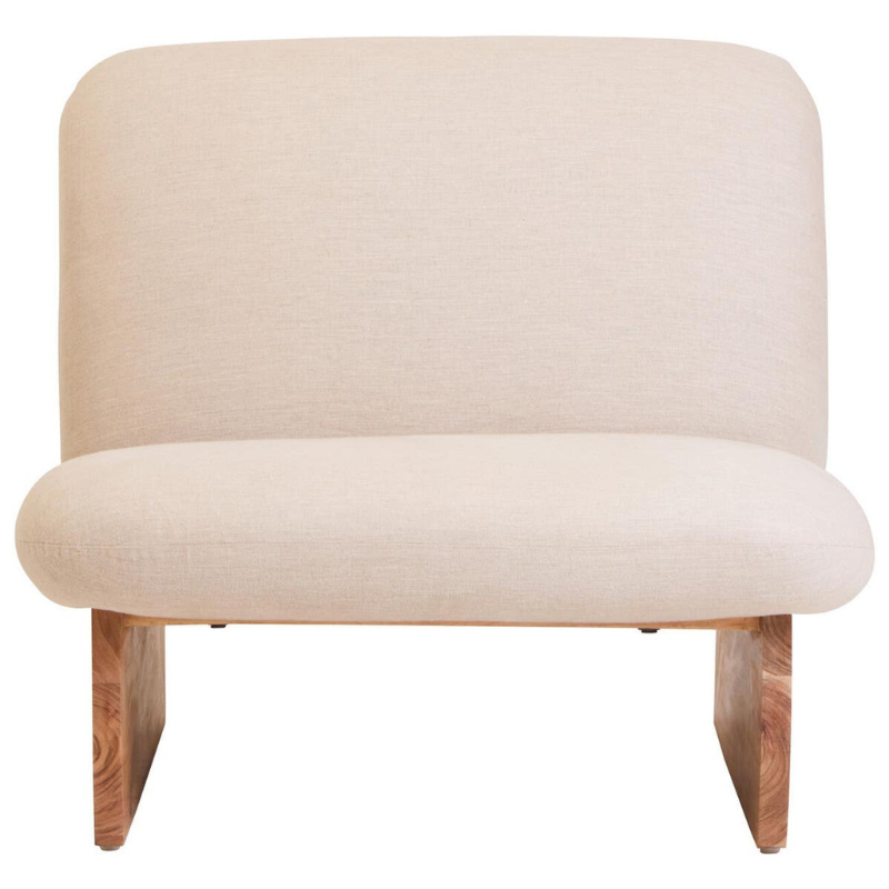 Parova Cream Linen Textured Armless Chair with Wood Base – Natural Elegance with Modern Simplicity