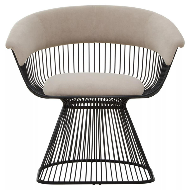 Vogue Mink Velvet and Black Frame Chair – Modern Luxury with Sleek Contrast