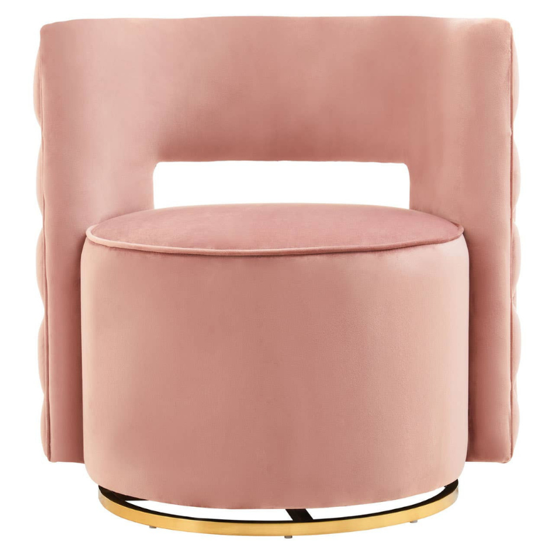 Yasmeen Pink Velvet Swivel Chair – Chic Glamour with 360° Comfort