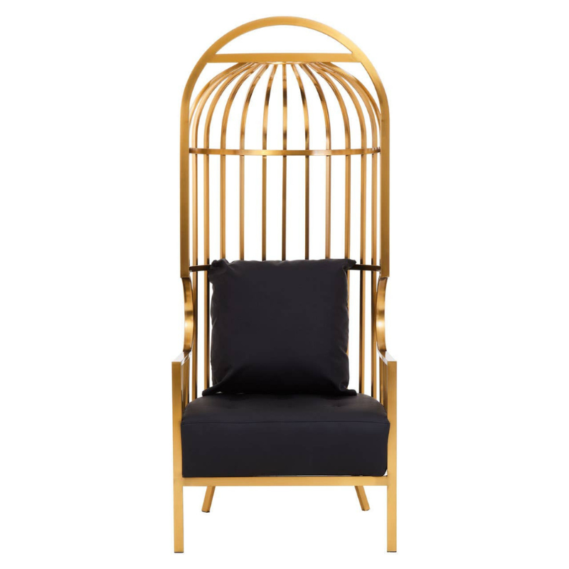 Eliza Brushed Gold Dome Cage Chair – Luxe Statement Seating with Sculptural Elegance
