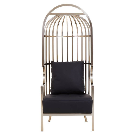 Eliza Brushed Silver Dome Cage Chair – Modern Glamour in a Sculptural Silhouette