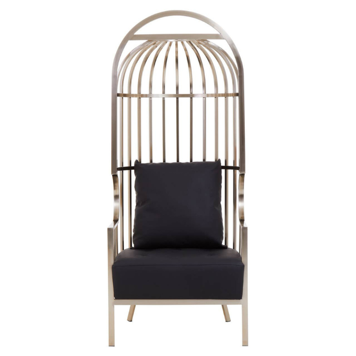 Eliza Brushed Silver Dome Cage Chair – Modern Glamour in a Sculptural Silhouette