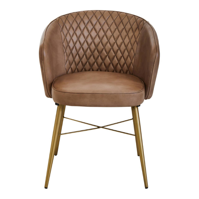 Buffalo Grey Leather Chair with Gold Finish Legs – Modern Luxury in Premium Leather