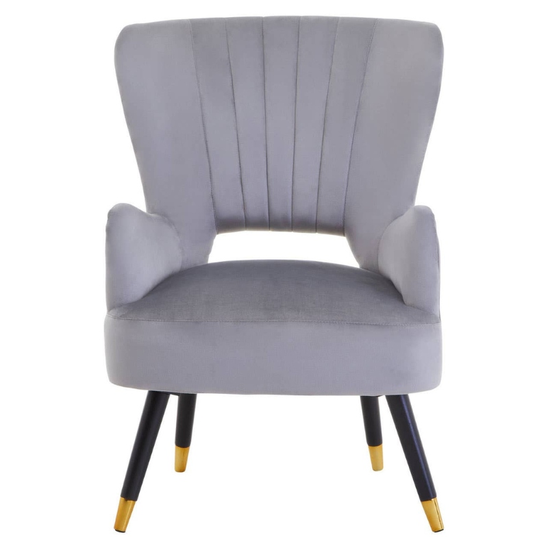 Loretta Grey Velvet Cut Out Back Chair – Modern Style with Elegant Detailing