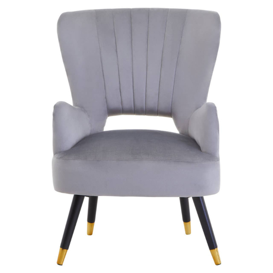 Loretta Grey Velvet Cut Out Back Chair – Modern Style with Elegant Detailing
