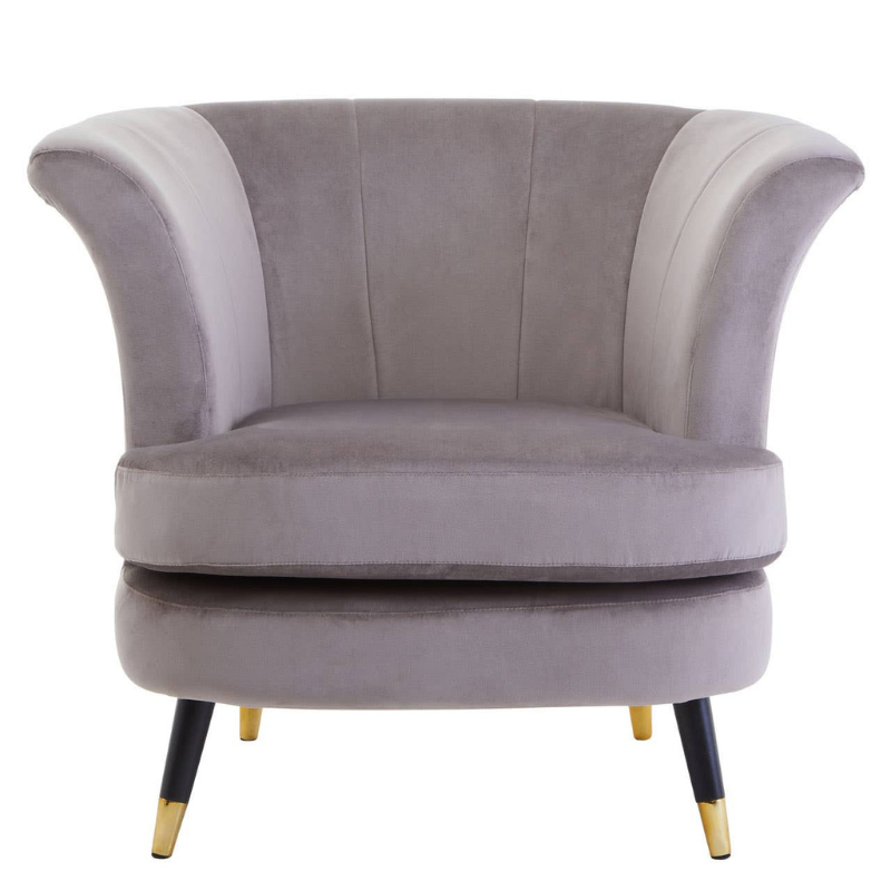 Loretta Mink Velvet Curved Accent Chair – Luxurious Comfort with Modern Elegance