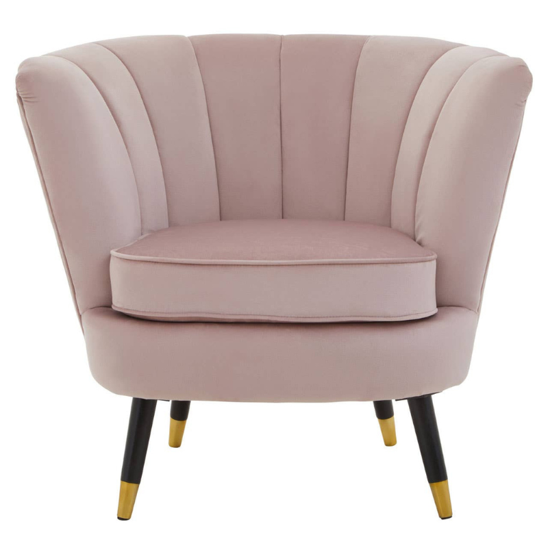 Loretta Dusky Pink Velvet Shell Accent Chair – Soft Glamour with Sculpted Elegance