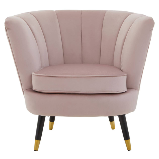 Loretta Dusky Pink Velvet Shell Accent Chair – Soft Glamour with Sculpted Elegance