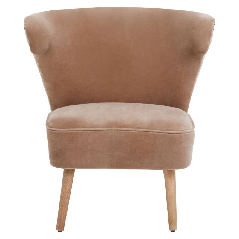 Cefena Mink Velvet and Natural Linen Chair – Textured Luxury with Modern Elegance
