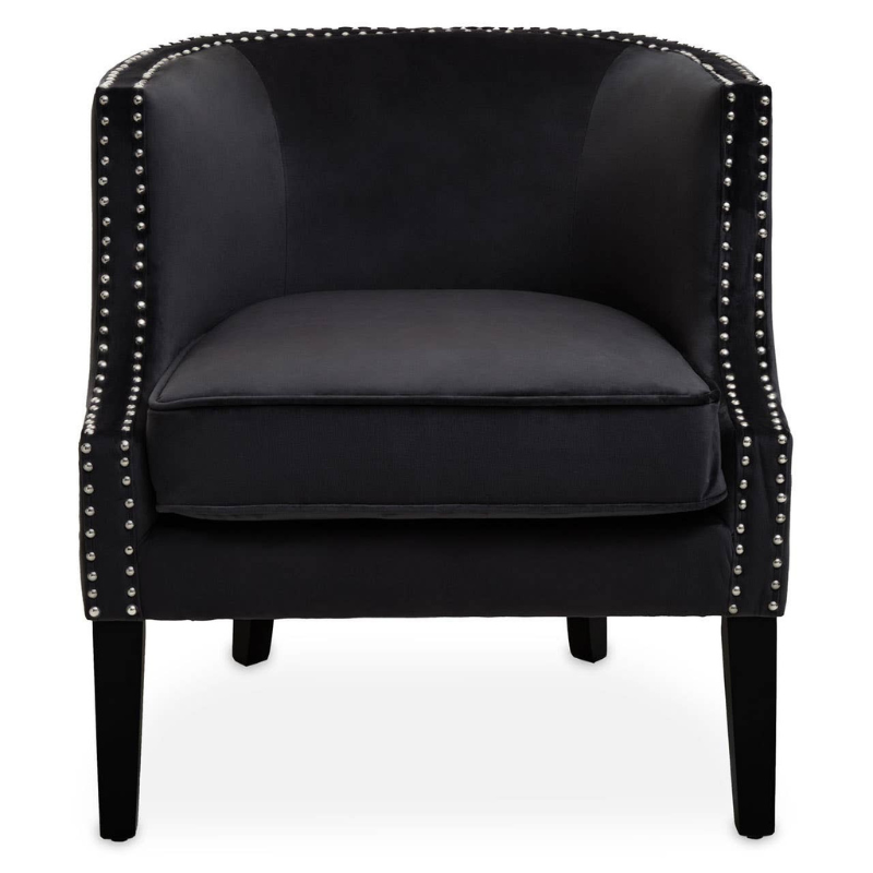 Larissa Black Velvet Studded Chair – Chic Sophistication with Luxe Detailing