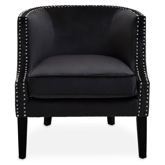 Larissa Black Velvet Studded Chair – Chic Sophistication with Luxe Detailing