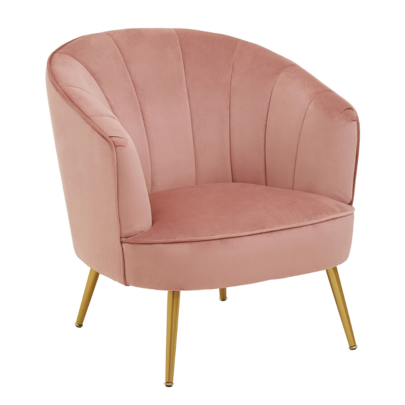 Yolanda Pink Velvet Chair – Soft Contemporary Glamour